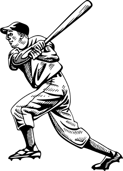 Baseball action sports sticker. Personalize on line. BASEBALL_4BL_01