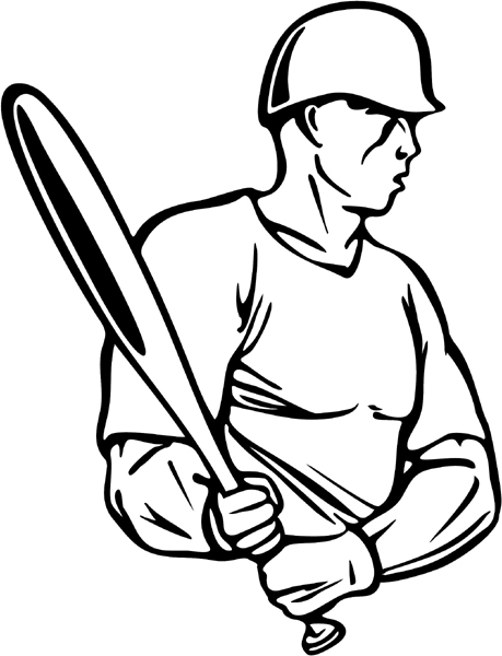 Baseball batter action sports sticker. Personalize on line. BASEBALL_5BL_27