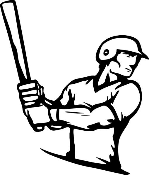 Baseball batter sports action vinyl sticker. Customize on line. BASEBALL_5BL_40