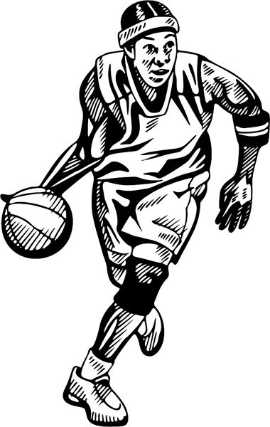 Basketball player action vinyl sports sticker. Customize as you order. BASKETBALL_4BL_04
