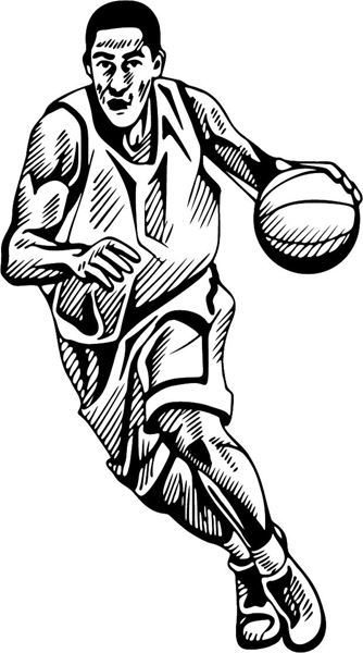 Basketball action sports sticker. Customize on line. BASKETBALL_4BL_06