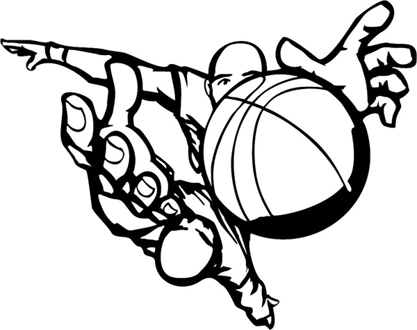 Basketball action sports sticker. Personalize on line. BASKETBALL_5BL_08