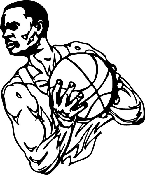 Basketball action sports decal. Personalize on line. BASKETBALL_6BL_05