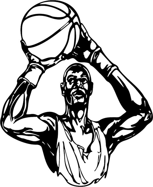 Basketball sports action vinyl decal. Personalize on line. BASKETBALL_6BL_24