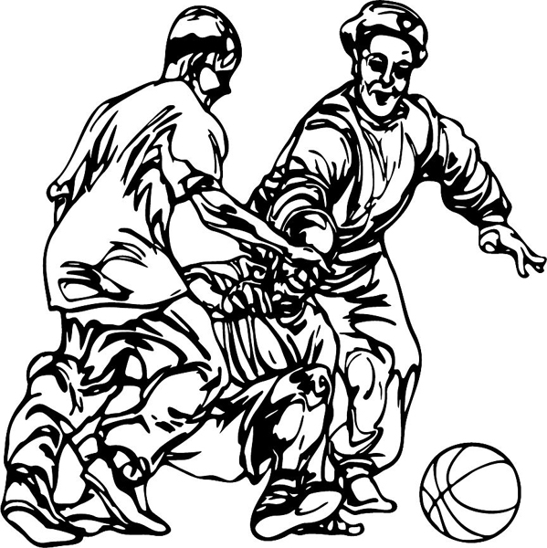 Basketball action sports sticker. Customize on line. BASKETBALL_6BL_25