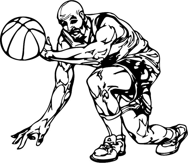 Basketball player sports action vinyl decal. Personalize as you order. BASKETBALL_6BL_31