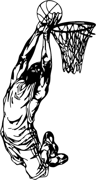 Basketball action sports sticker. Customize on line. BASKETBALL_6BL_36