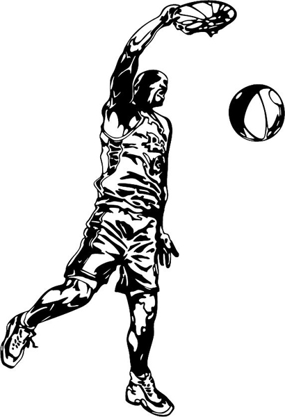 Basketball action sports decal. Customize on line. BASKETBALL_6BL_37