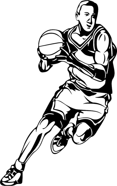 Basketball action sports sticker. Customize on line. BASKETBALL_6BL_44