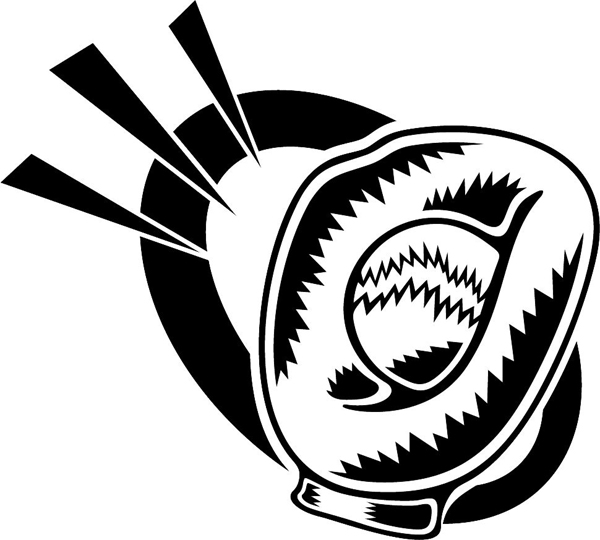 Baseball and mitt vinyl sports action sticker. Customize on line. ESPORTS_01B