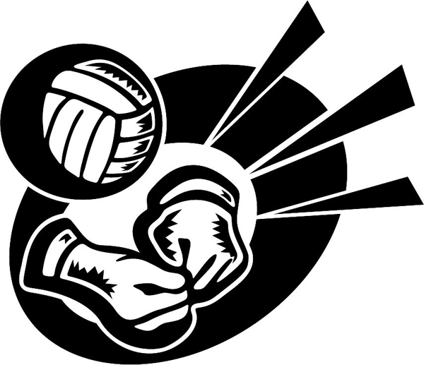 Volleyball and gloves vinyl sports sticker. Customize on line. ESPORTS_76B