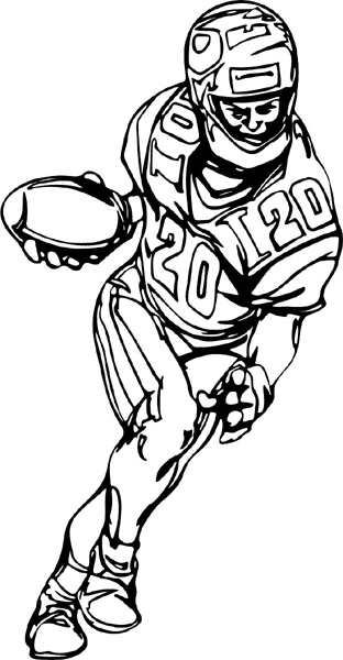 Football player action sports decal. Personalize as you order. FOOTBALL_6BL_31