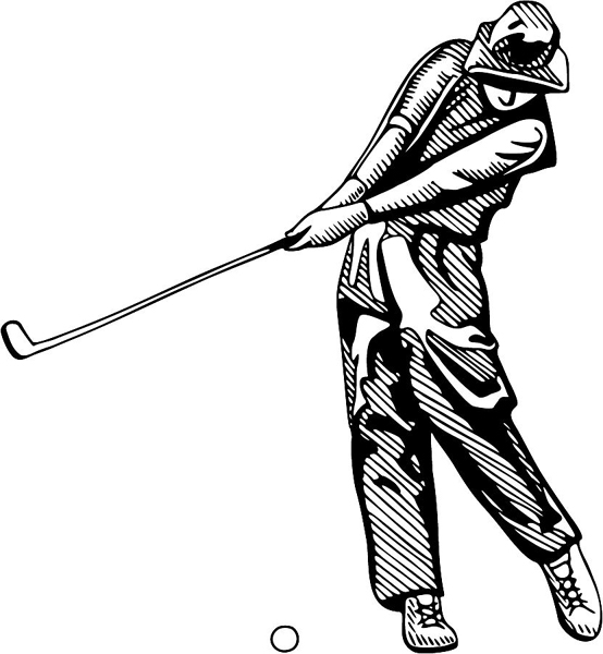 Golfing action sports decal. Customize on line. GOLF_4BL_02