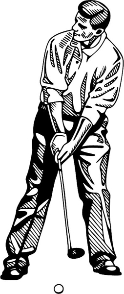 Golfer's vinyl sports sticker. Customize on line. GOLF_4BL_04