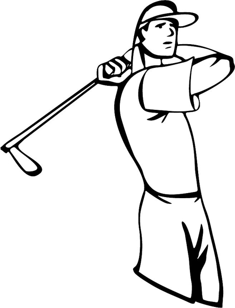Golf sports action sticker. Personalize on line. GOLF_4BL_24