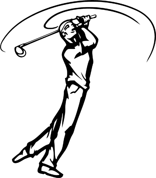 Golfing sports action sticker. Customize on line. GOLF_5BL_05