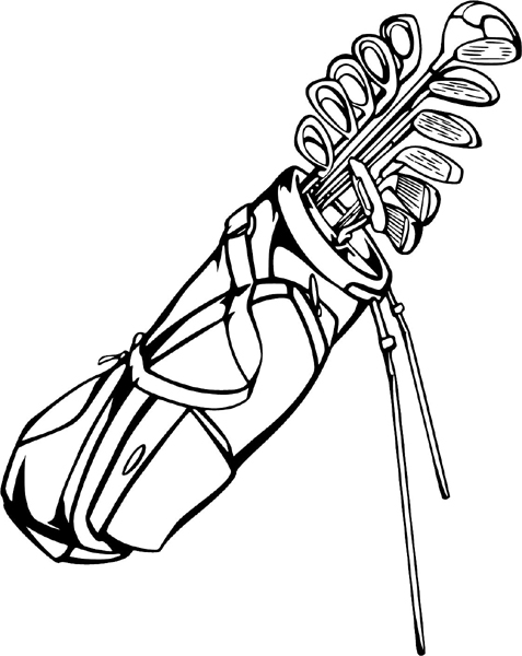 Golf clubs and bag sports action sticker. Customize on line. GOLF_5BL_17
