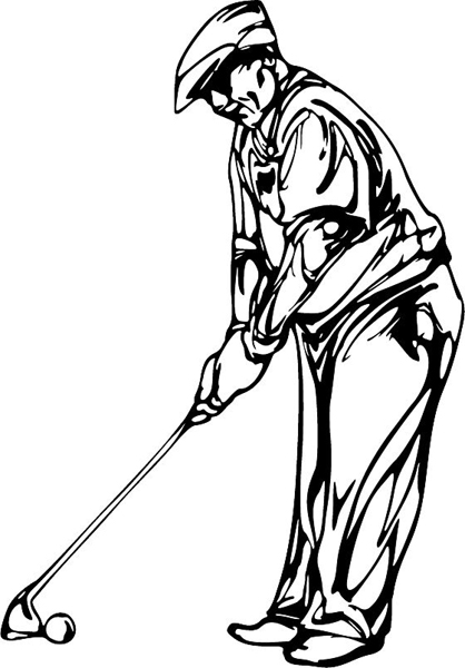 Golfing action sports decal. Personalize on line. GOLF_6BL_04