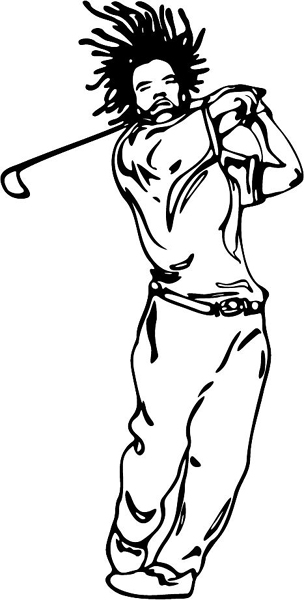Golfing action sports decal. Personalize on line. GOLF_6BL_14