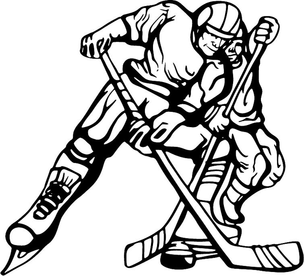 Hockey players sports action decal. Customize on line. HOCKEY_5BL_35