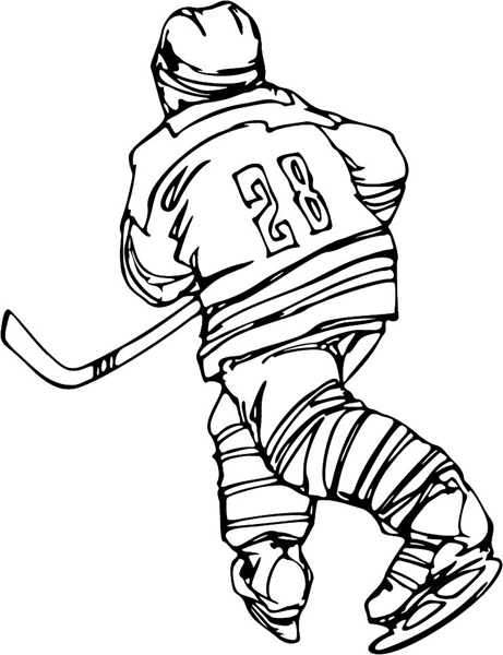 Hockey action sports sticker. Personalize on line. HOCKEY_6BL_00