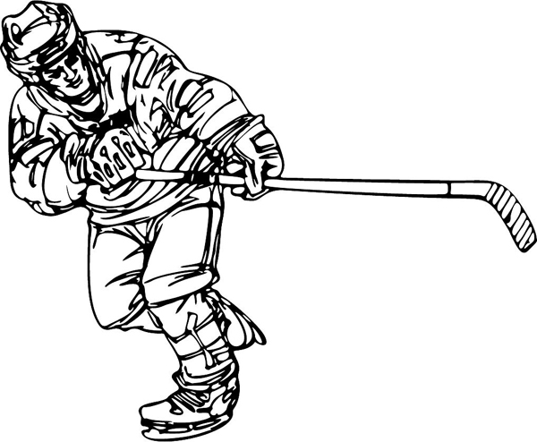 Hockey player vinyl sports sticker. Customize on line. HOCKEY_6BL_02