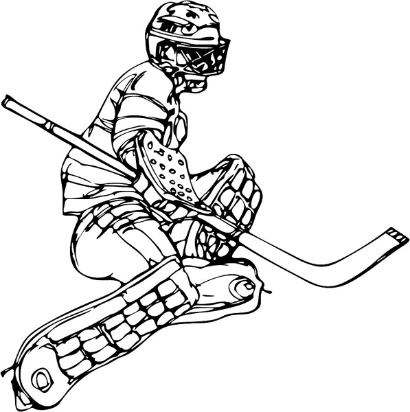 Hockey player action sports sticker. Personalize on line. HOCKEY_6BL_04