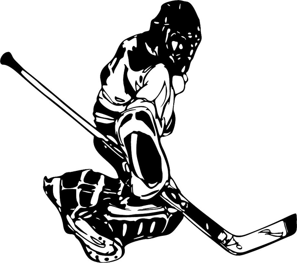 Hockey player action sports sticker. Personalize on line. HOCKEY_6BL_05