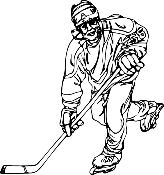Hockey action sports sticker. Personalize on line. HOCKEY_6BL_12