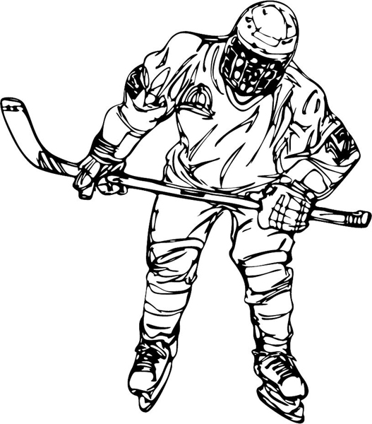 Hockey action player sports decal. Personalize on line. HOCKEY_6BL_14