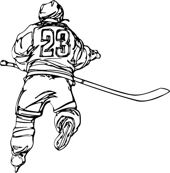 Hockey action sports decal. Personalize on line. HOCKEY_6BL_17