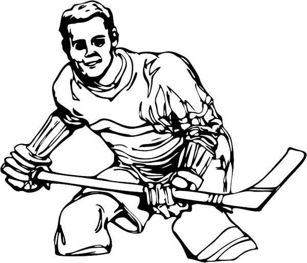 Hockey action sports sticker. Customize on line. HOCKEY_6BL_19