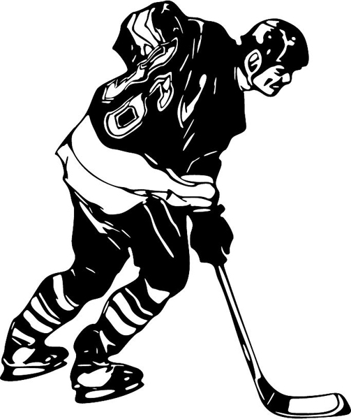 Hockey player action sports decal. Customize on line. HOCKEY_6BL_25