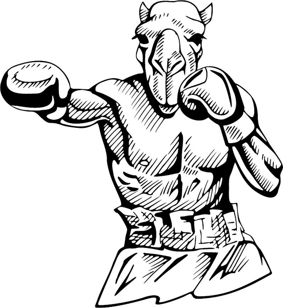 Camel boxer mascot sports sticker. Make it personal on line. MASCOTS_4BL_05