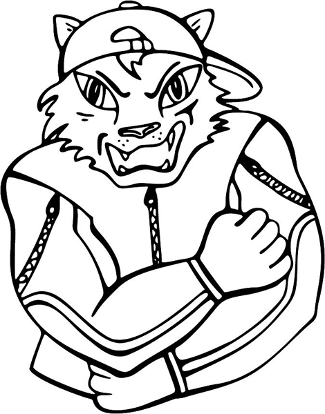 Wildcat mascot action sports sticker. Personalze on line. MASCOTS_4BL_34