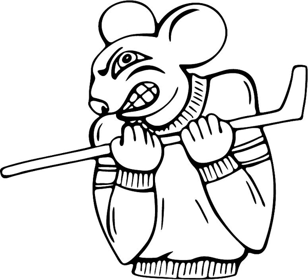 Mad Mouse hockey mascot vinyl sports sticker. Personalize on line. MASCOTS_4BL_40
