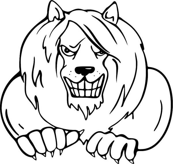Growling Lion mascot action sports sticker. Make it personal as you order. MASCOTS_4BL_55