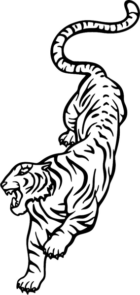 Tiger mascot sports action vinyl sticker. Personalize on line. MASCOTS_5BL_008