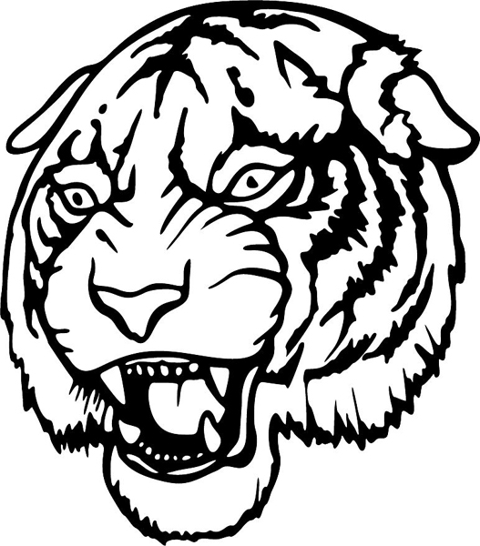 Snarling Tiger mascot sports action sticker. Personalize on line. MASCOTS_5BL_009