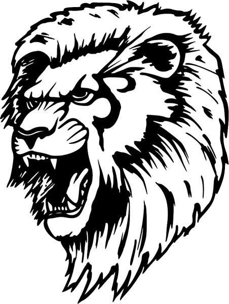 Lion's head mascot vinyl sports sticker. Customize on line. MASCOTS_5BL_011