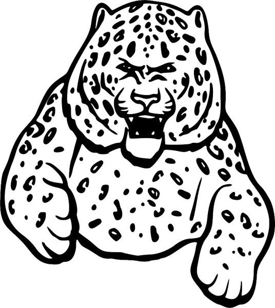 Leopard mascot action sports decal. Customize on line. MASCOTS_5BL_013