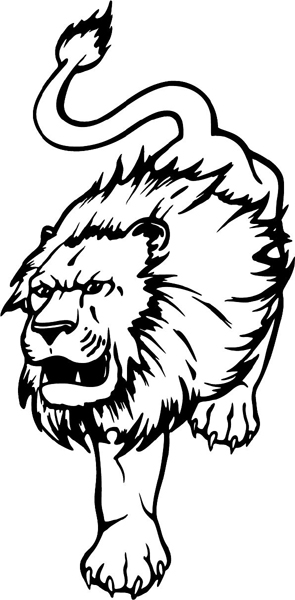 Lion mascot action sports sticker. Customize on line. MASCOTS_5BL_015