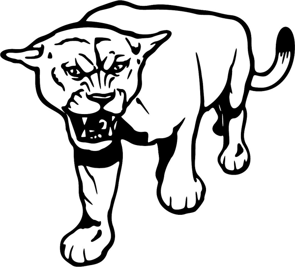 Cougar mascot action sports sticker. Personalize on line. MASCOTS_5BL_017
