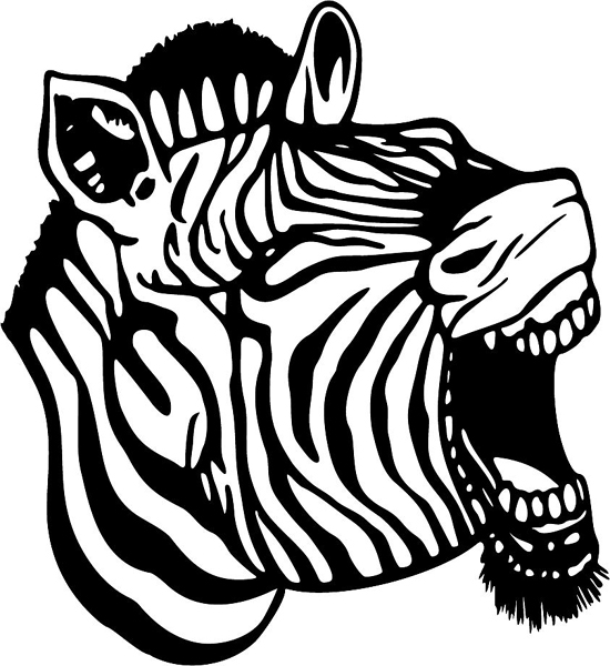 Angry Zebra mascot sports action sticker. Personalize on line. MASCOTS_5BL_023