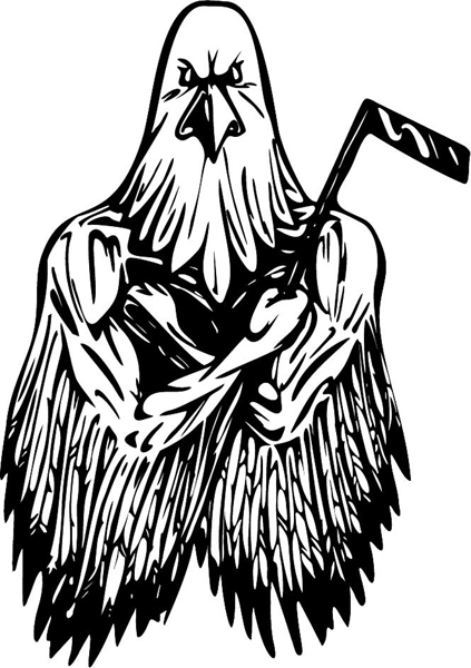 Eagle hockey mascot vinyl sports decal. Personalize on line. MASCOTS_5BL_051