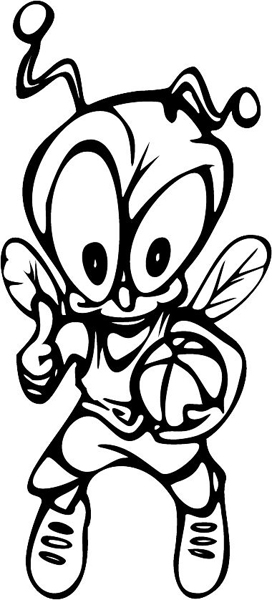 Fly basketball mascot action sports decal. Customize as you order. MASCOTS_5BL_052