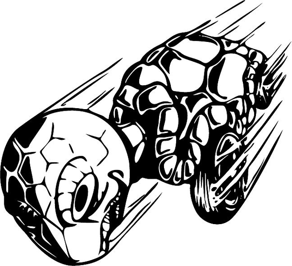Fierce turtle mascot action sports sticker. Personalize on line. MASCOTS_5BL_073