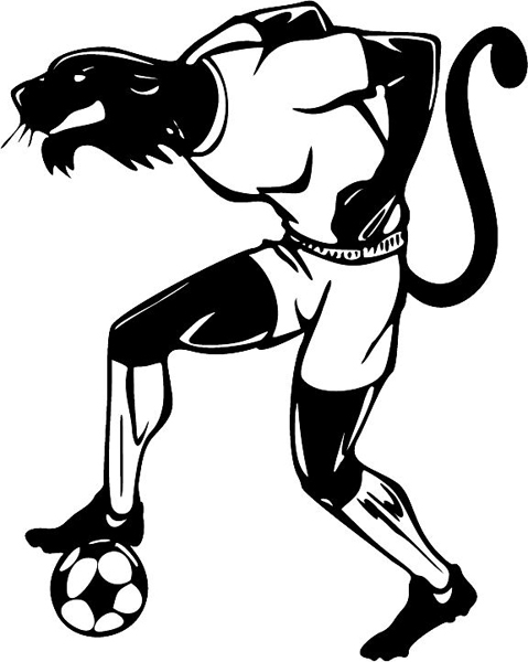 Panther soccer mascot sports action vinyl sticker. Personalize on line. MASCOTS_5BL_075