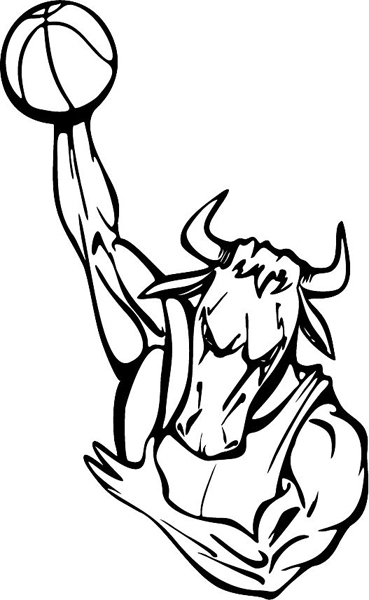 Bull basketball mascot sports action sports decal. Personalize on line. MASCOTS_5BL_078