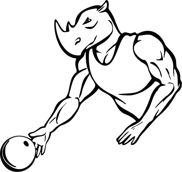 Rhino mascot sports decal. Personalize on line. MASCOTS_5BL_089